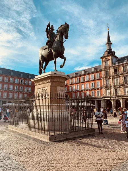 Equestrian statue of King Philip III in Madrid's Plaza Mayor.