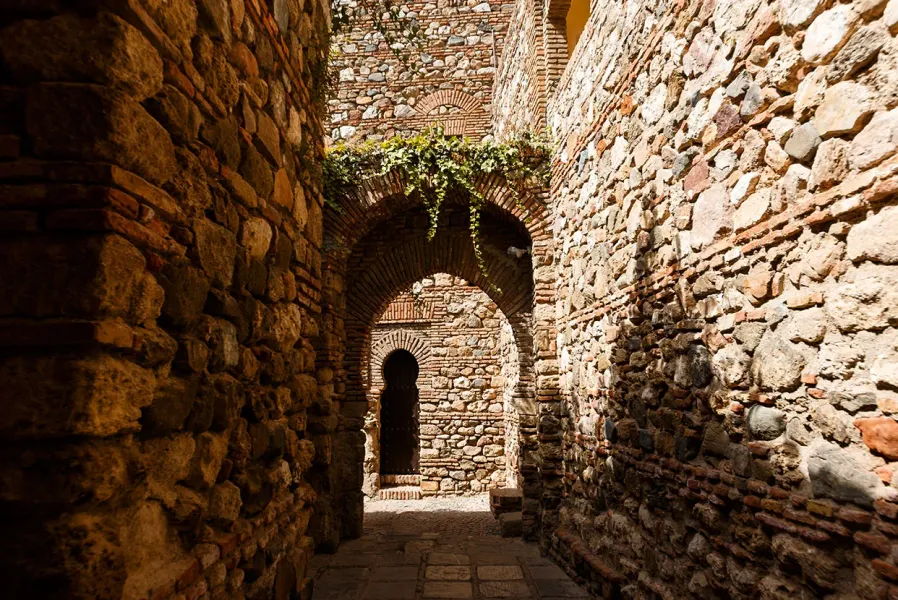Ancient passageway in Malaga's Alcazaba.
