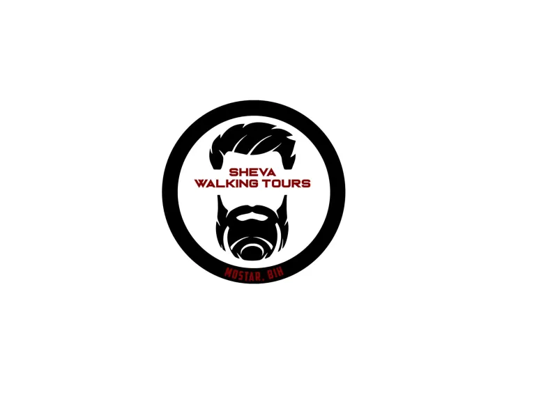 Sheva Walking Tours logo: a stylish illustration of a man's head and beard, representing walking tours in Mostar.