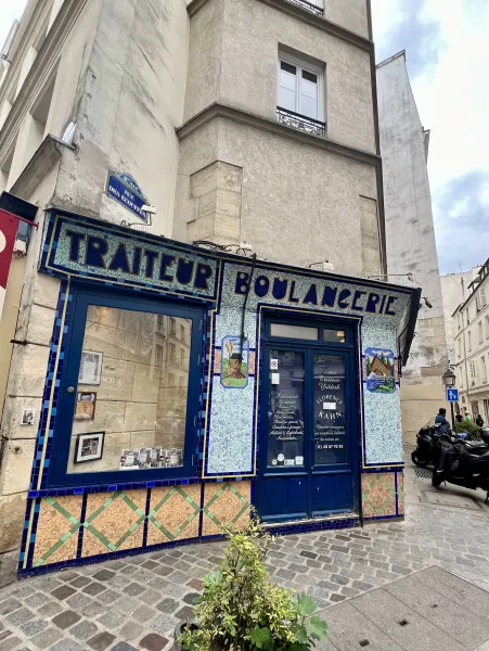Charming Parisian bakery with beautiful mosaic tile work.