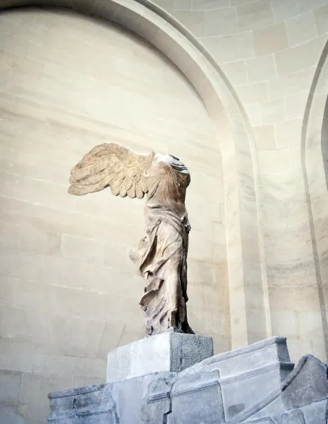 The Winged Victory of Samothrace at the Louvre Museum in Paris.