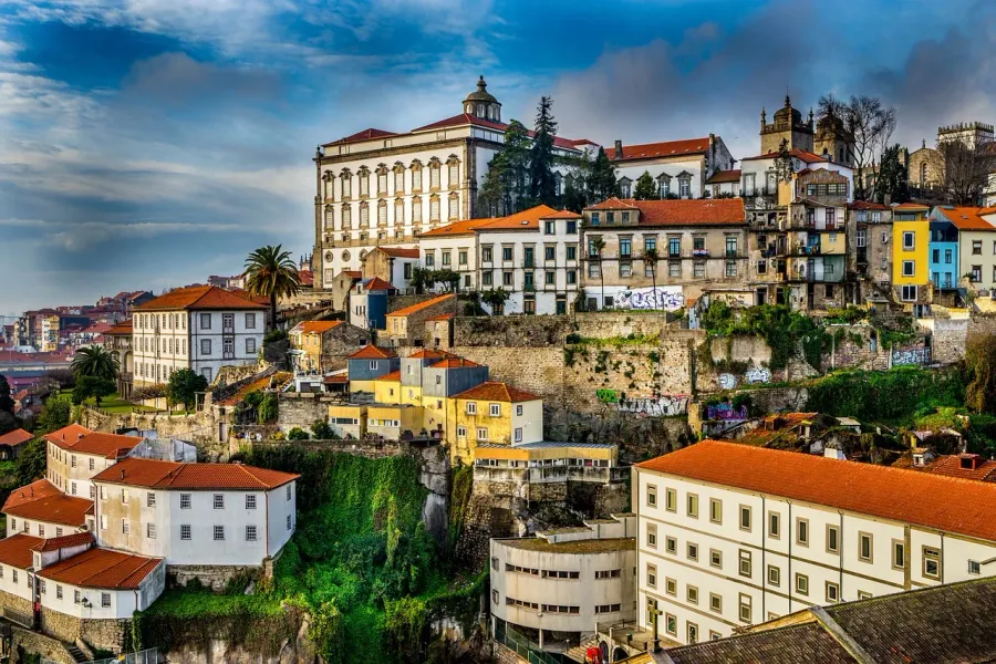 Historic Porto buildings on a hillside.