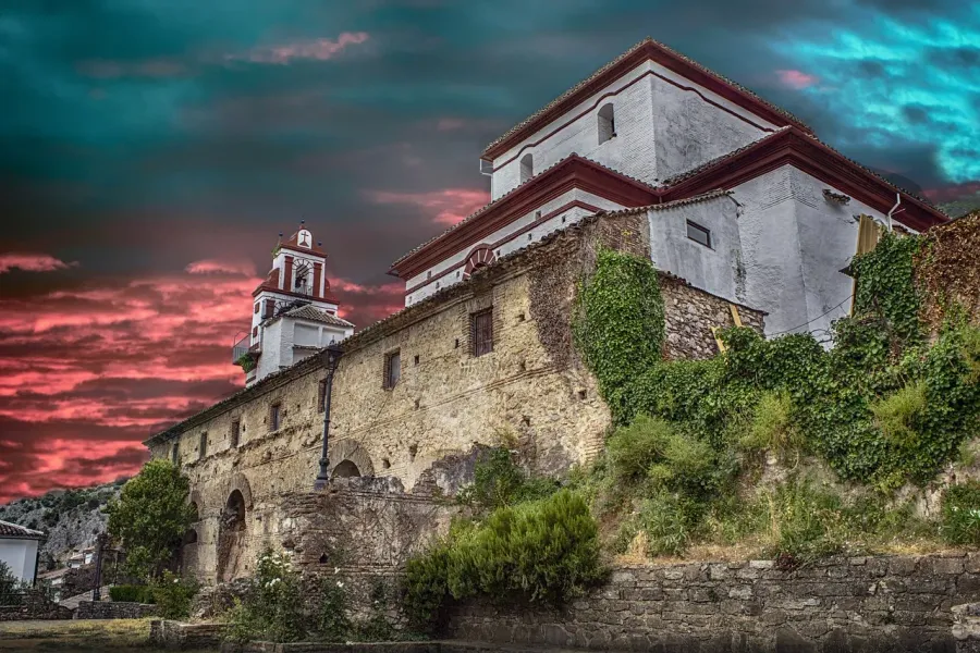 Historic building in Spain at sunset.