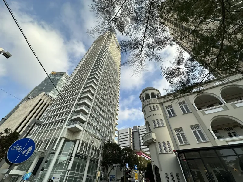 Modern and historic buildings in Tel Aviv, Israel.