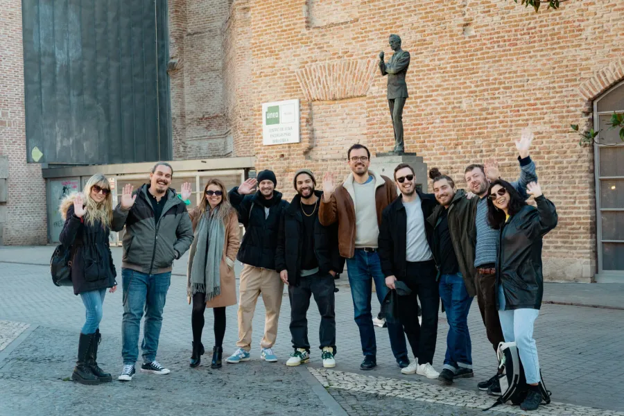 Happy tour group in Valladolid, Spain.