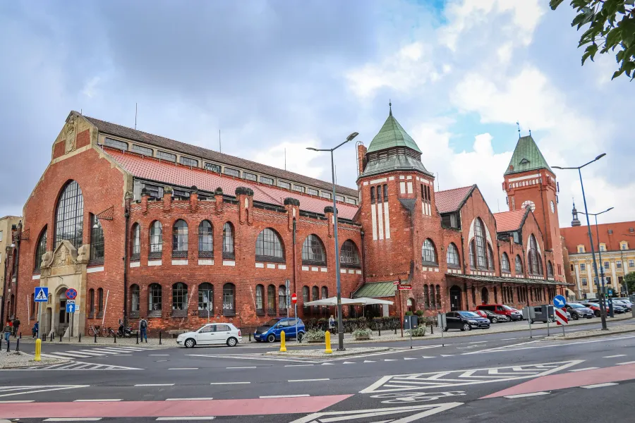 The historic Hala Targowa Market Hall in Wrocław, Poland.