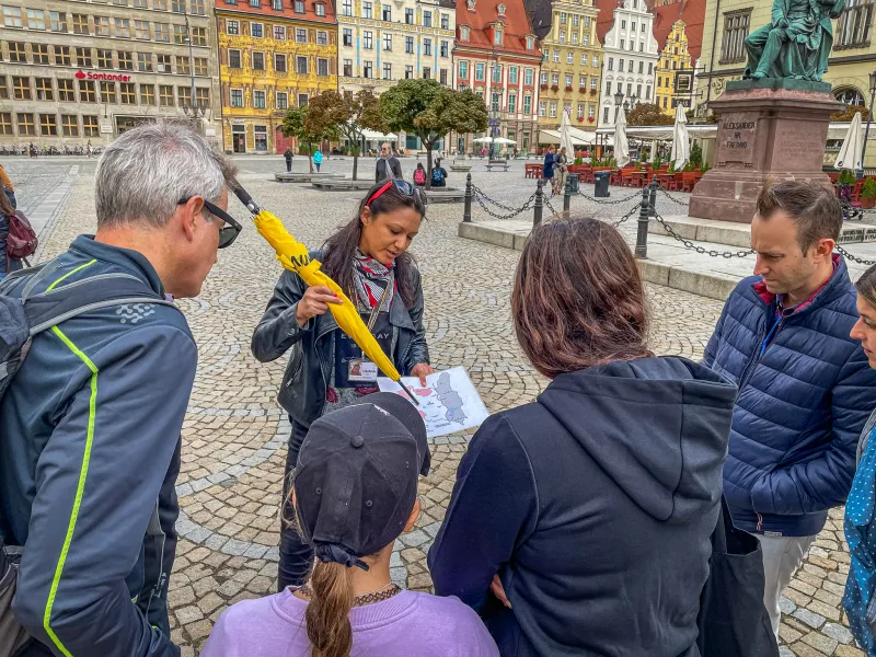 A guided tour in Wrocław's Market Square.