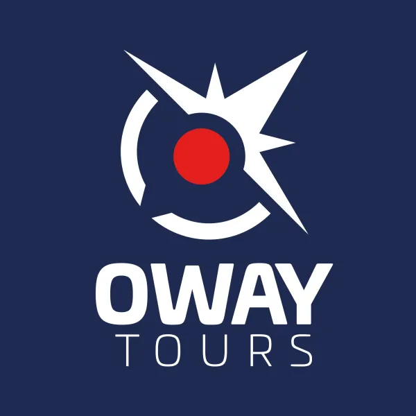Oway Tours logo: a compass design.