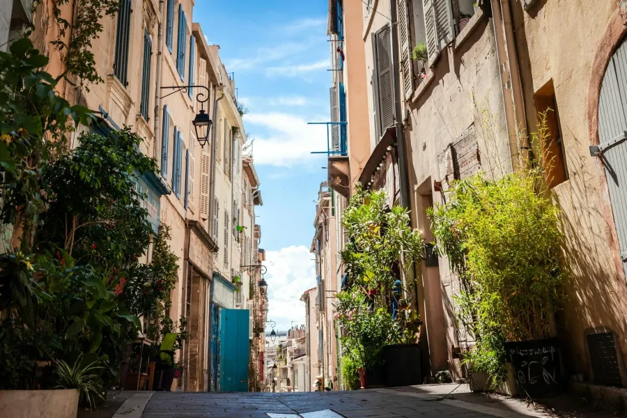 Charming alleyway in Marseille, France.