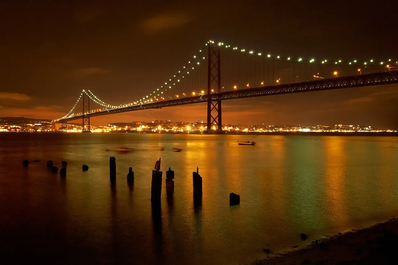 25 de Abril Bridge at night in Lisbon