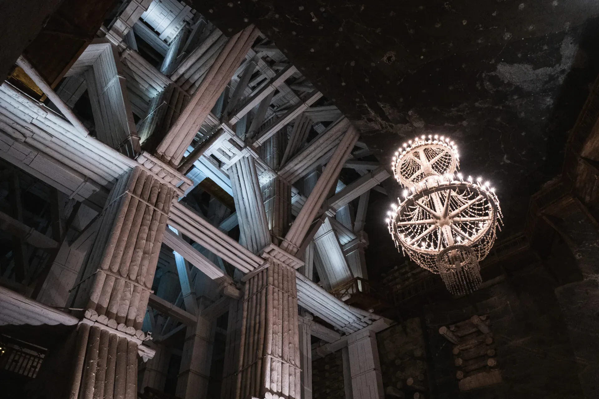 Stunning chandelier in the Wieliczka Salt Mine.
