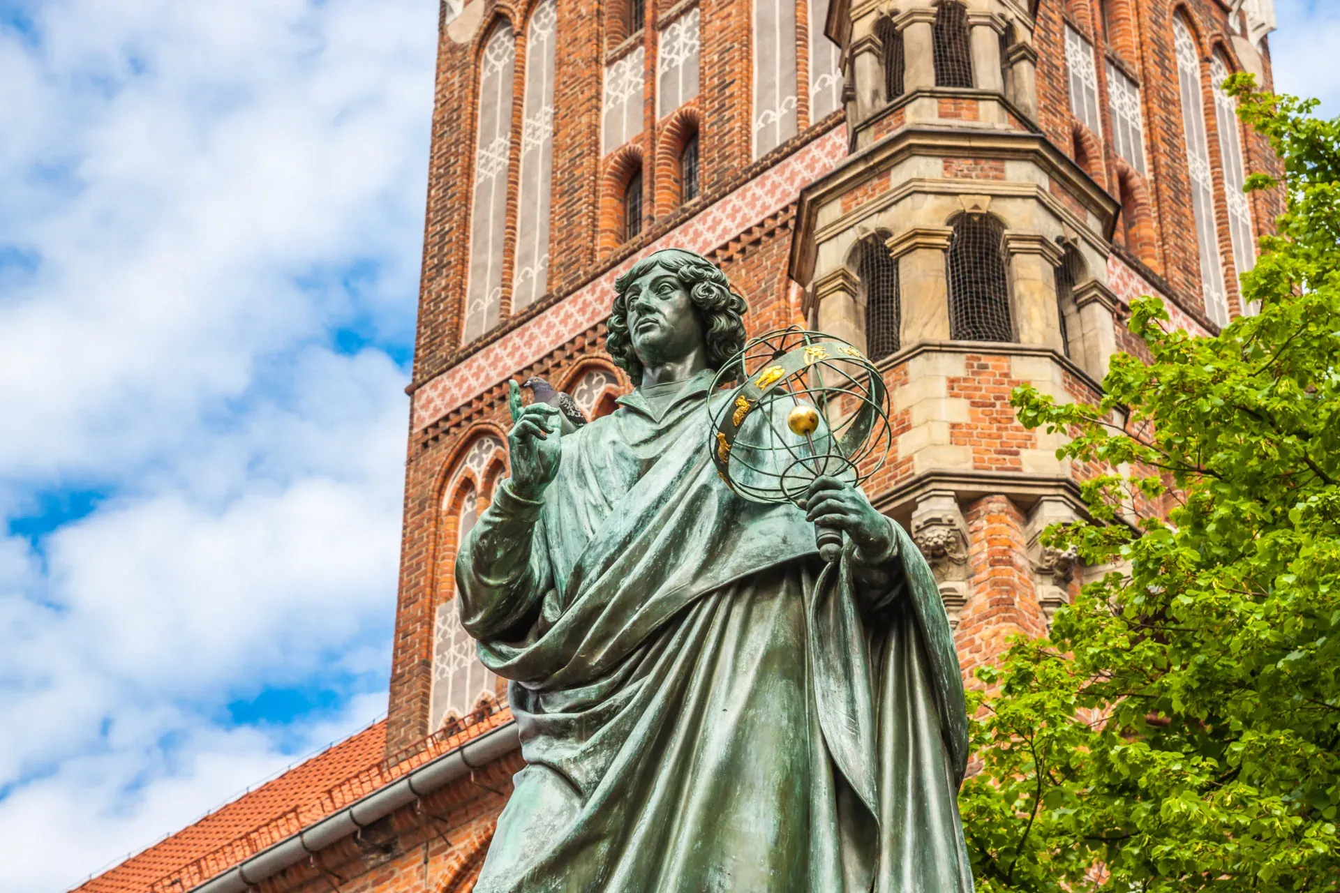 Nicolaus Copernicus monument in Toruń's Old Town, Poland.
